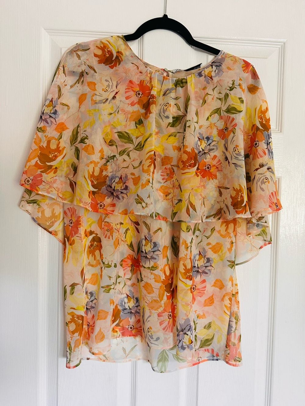 ZARA Floral Two-Piece Set in Peach and Pastel Floral, made in Spain